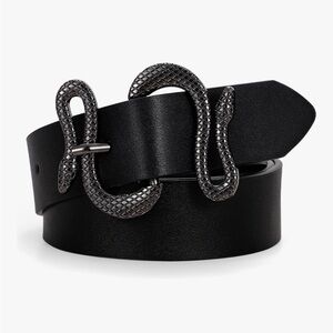 Snake Buckle Leather Belt